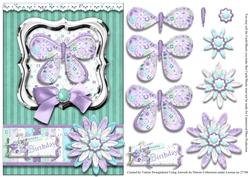 Framed Butterfly Card Front with Decoupage