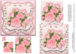 Framed Pink Roses Pyramid Square Card Front