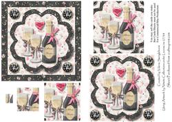 Champagne & Glasses Pyramid Square Card Front