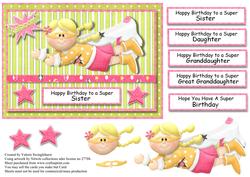 Various Sentiments Supergirl Card Front with Decoupage