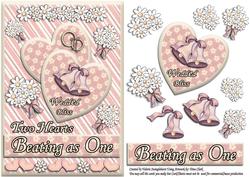 Two Hearts Beating as One Wedding Card Front with Decoupage