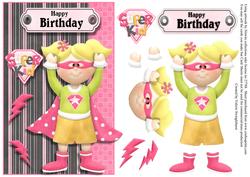 Happy Birthday Super Kid Card Front with Decoupage