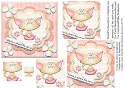 Home is Where the Cat Cat on Pillow Pyramid Card Front
