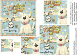 Woof Happy Birthday Pyramid Square Card Front