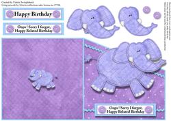 Oops Sorry I Forgot Purple Elephant or Birthday