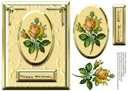 Vintage Rose Happy Birthday Card Front