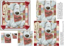 Be My Valentine "i Woof You" Pyramid Square Card Front
