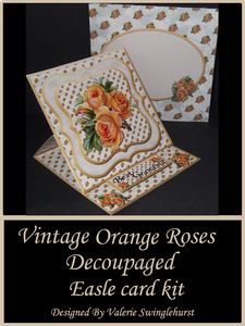 Vintage Orange Roses Easel Card Kit and Matching Envelope