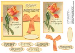 Vintage Tulip Card Front with Verse & Various Sentiments