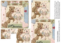 Happy Anniversary Teddies Pyramid Card Front