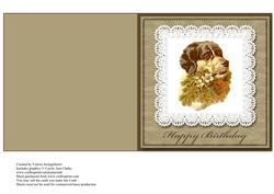 Vintage Dog with Flowers Happy Birthday Quick Cut & Fold