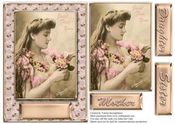 Just for You Vintage Lady with Flowers Various Sentiments