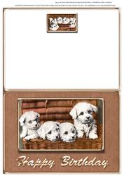 Puppies in a Basket Happy Birthday Quick Cut & Fold Card