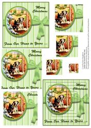 Vintage Dogs in Window from Our Home Pyramid Card Front