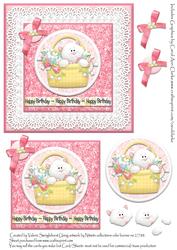 Happy Birthday Cat in a Basket Card Front