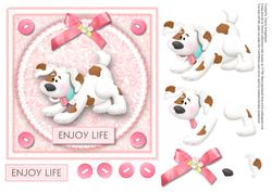Enjoy Life Cute Dog Quick Card Front with Decoupage