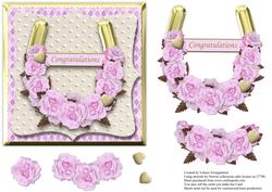 Congratulations Purple Roses Horseshoe Card Front +decoupage