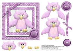 Purple Owl Square Quick Card Front Various Occasions
