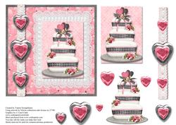 Pretty Pink Wedding Cake on Lace Edge Matt