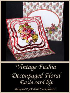 Vintage Fushia Easel Card Kit and Matching Envelope