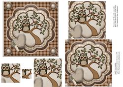 Owl in a Tree Square Pyramid Quick Card Front