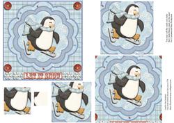 Let It Snow Skating Penguin Pyramid Card Front