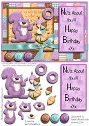 Nutz About You Squirrel Happy Birthday Card Front