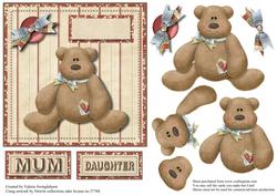 Daughter or Mum Mummy Bear Square Card Front