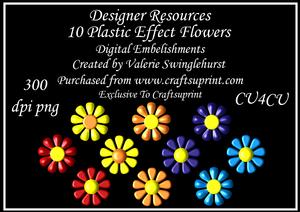 10 Pretty Flowers with Brad Centres Digital Embelishments