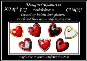 7 Metal Hearts Digital Embellishments Png