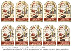 10 Christmas Tags Santa with Pressies Merry Days