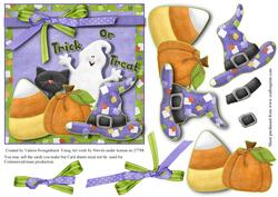 Trick or Treat Halloween Square Card Front with Decoupage