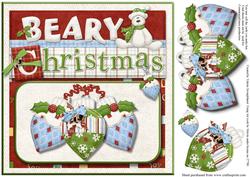 8x8 Beary Christmas Card Front Baubles with Decoupage
