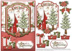 Season's Greetings Christmas Card Front with Decoupage