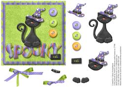 Spooky Cat Halloween Square Card Front