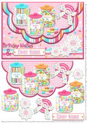 Birthday Wishes & Candy Kisses Mock Envelope Card Front