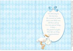 Insert for Welcome Little One Baby Boy Card Front
