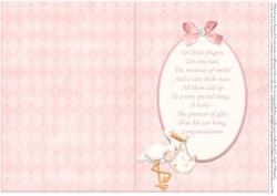 Insert for Welcome Little One Baby Girl Card Front