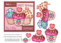 Have a Sweet Birthday My Little Cupcake Card Front + Decoupa