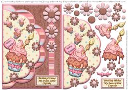 Birthday Wishes My Sweet Little Cupcake Mock Envelope