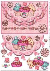 Birthday Love Cakes Double Scallop Envelope Card Front