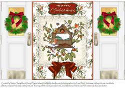Merry Christmas Doors Gate Fold Robins Bird House