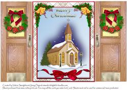 Merry Christmas Doors Gate Fold Church with Snow