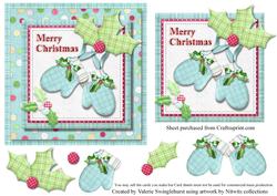 Merry Christmas Cosy Mittens Square Card Front
