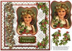 8x8 Vintage Holly Girl Christmas Card Front No 4