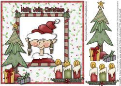 Holly Jolly Elf Christmas 8x8 Card Front
