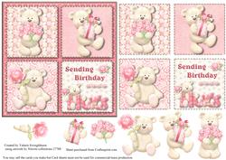 Sending Birthday Hugs Pink Square Card Front