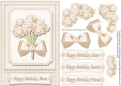 Cream Flowers Various Sentiments Mum Sister Auntie & Friend