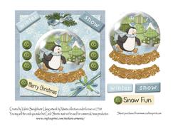 Winter Snow Skating Penguin Snowglobe Merry Christmas