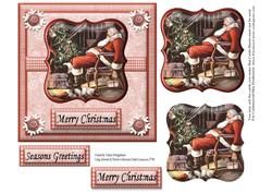 Sleeping Vintage Santa All Tired Out Christmas Card Front